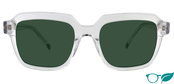 Elliot Clear Crystal with Green Lenses Front Facing Image